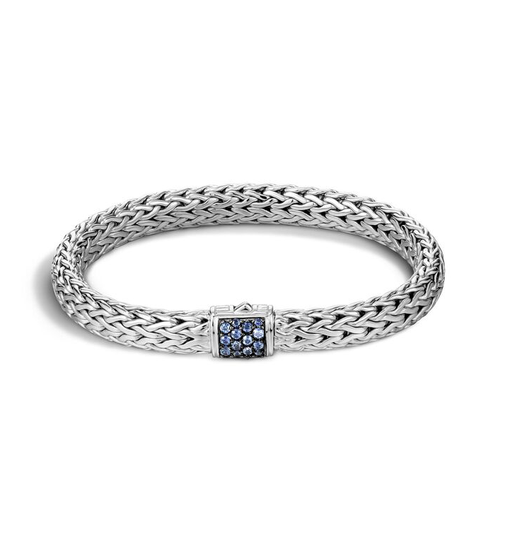 John Hardy Medium Classic Chain Bracelet with Blue Sapphire Clasp
