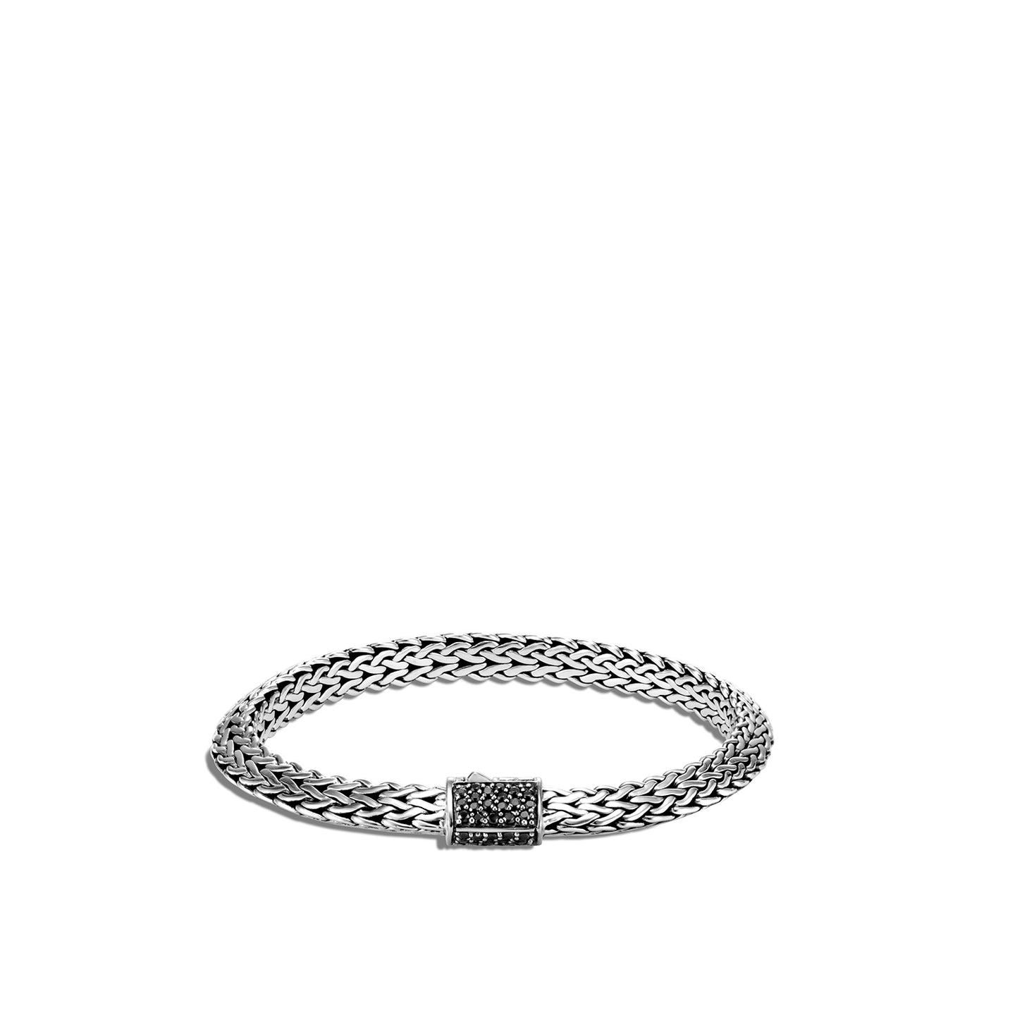 John Hardy Tiga Classic Chain Sterling Silver Bracelet with Black Sapphire Clasp