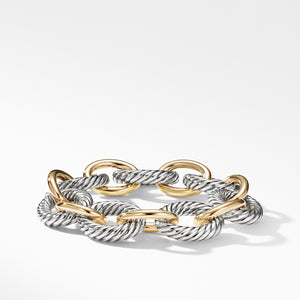 David Yurman Silver Extra-Large Oval Link Bracelet with 18K Gold