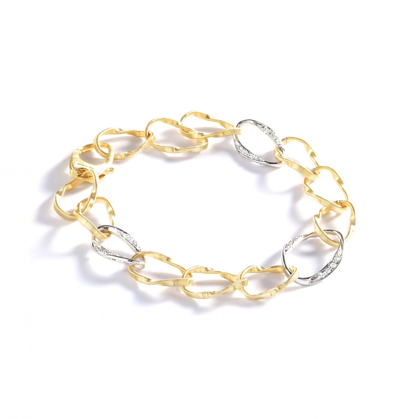 Marco Bicego Marrakech Onde 18K Yellow and White Gold Diamond Twist Link Bracelet