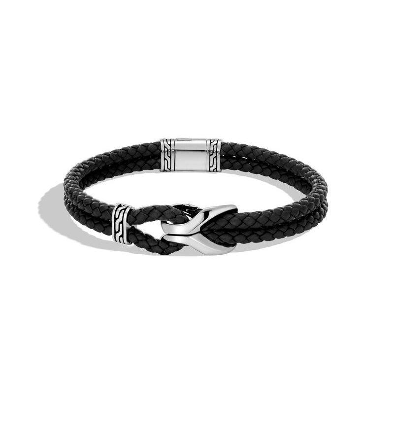 John Hardy Men's Classic Chain Alsi Braided Leather Link Station Bracelet