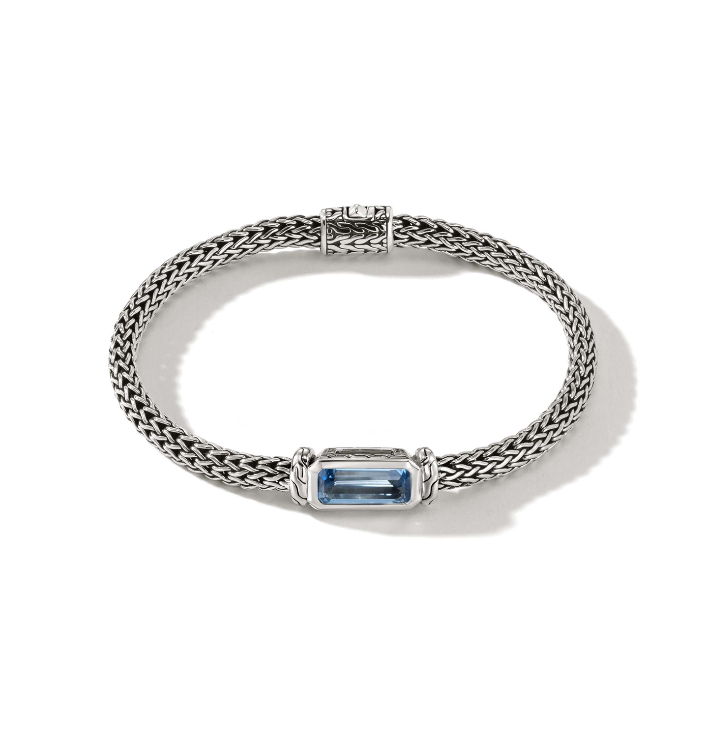 John Hardy Classic Chain Silver Chain Bracelet with Aquamarine, 5mm