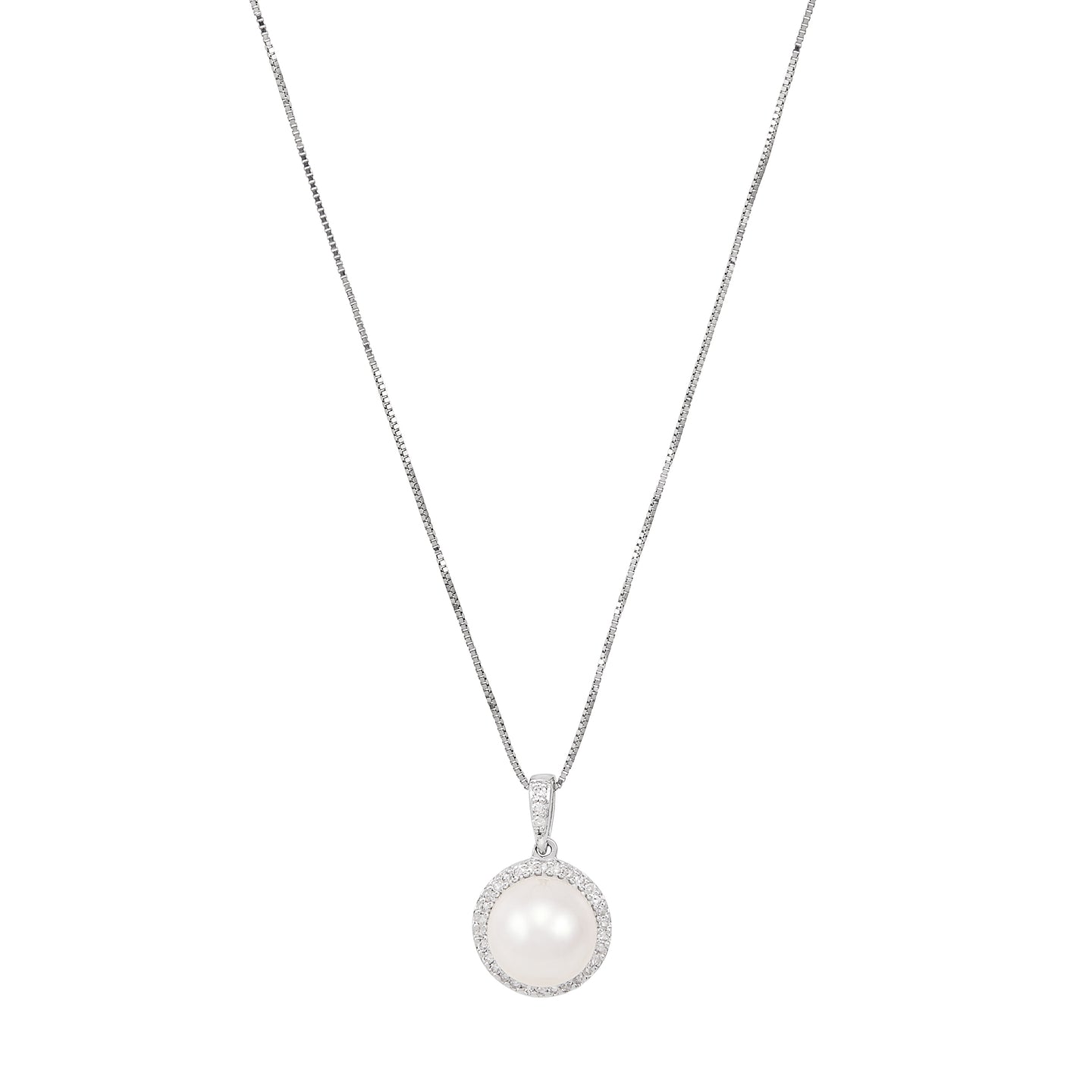 Sabel Pearl 14K White Gold Pearl and Diamond Pendant
