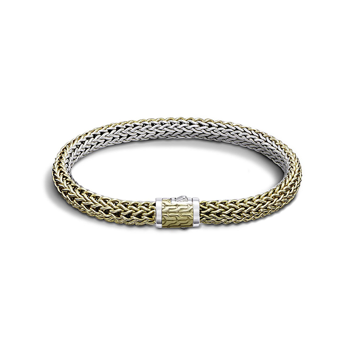 John Hardy Classic Chain Sterling Silver and 18K Yellow Gold Small Reversible Bracelet