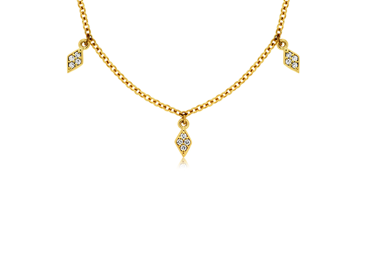 Diamond Station Necklace in 14k Yellow Gold 