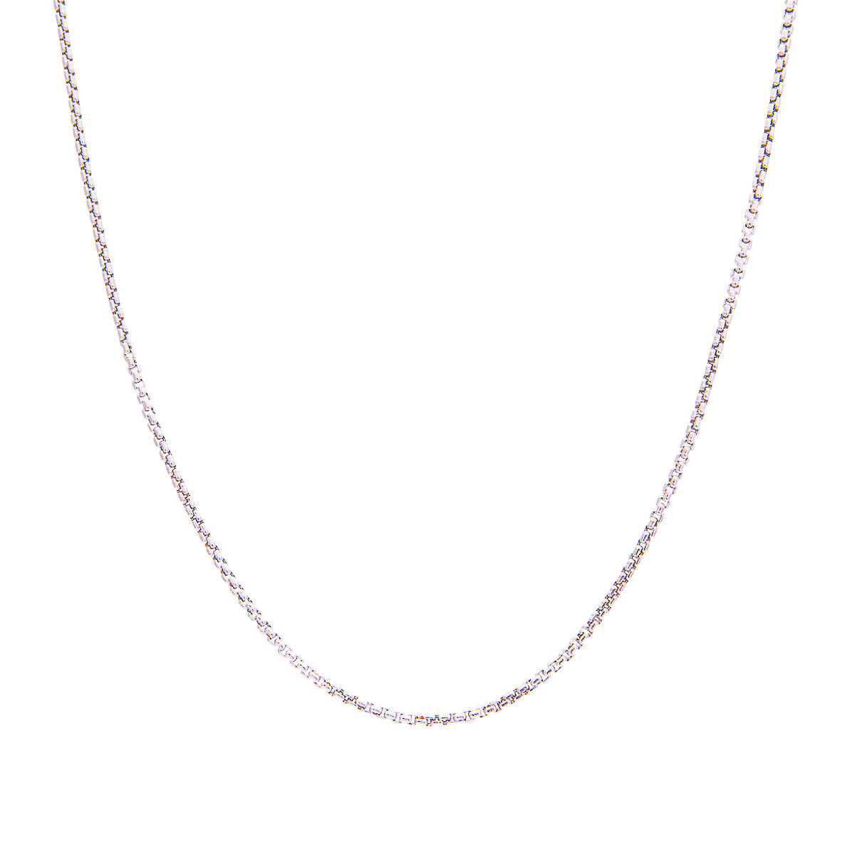 14K White Gold Round Box Chain Necklace Fink's