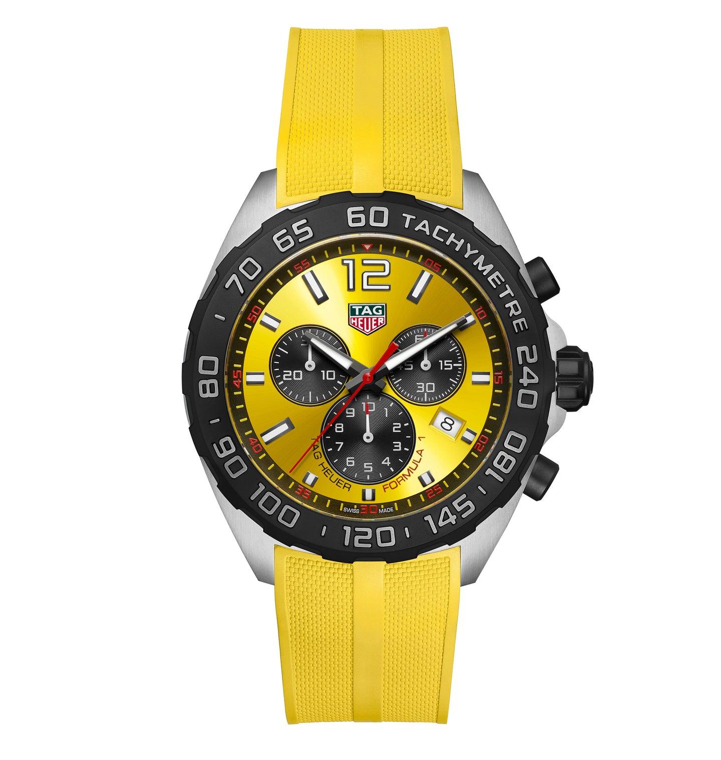 TAG Heuer Formula 1 Men's Quartz Chronograph Yellow Dial and Rubber Strap Watch