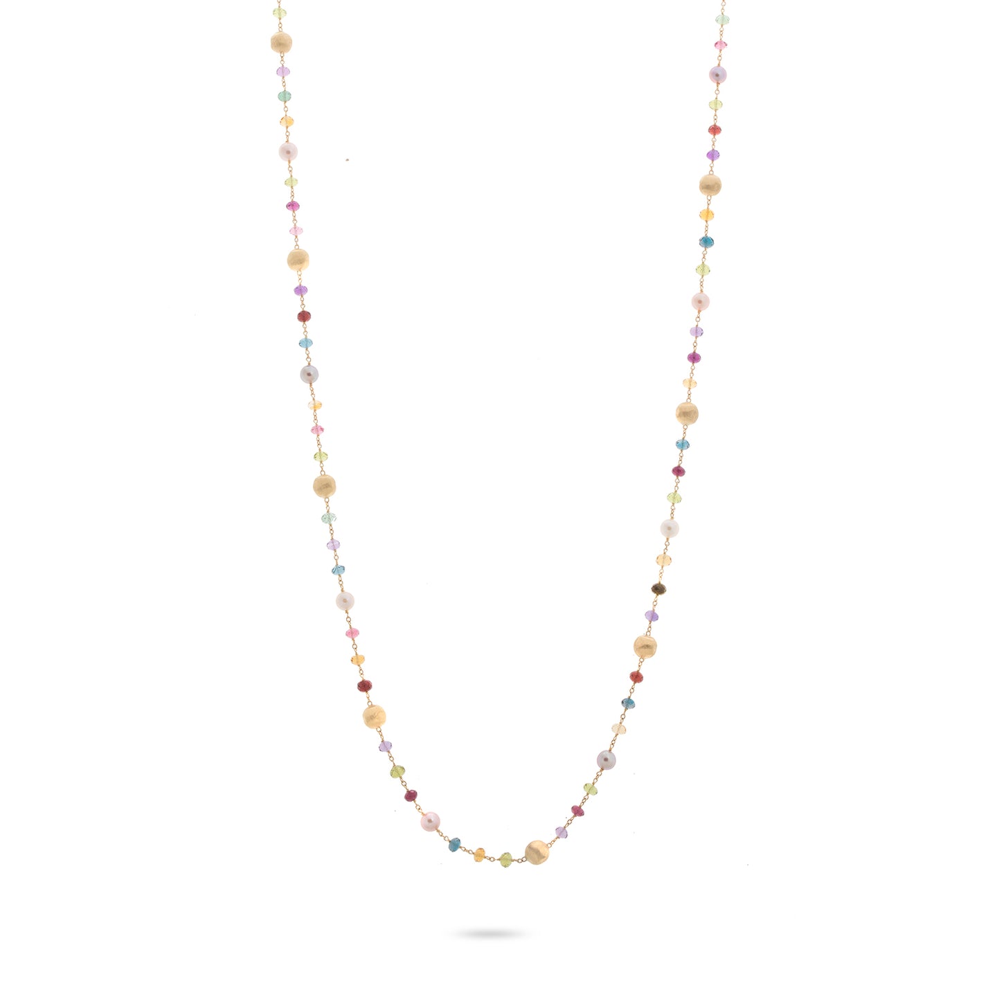 Marco Bicego Africa 18K Yellow Gold Mixed Gemstone and Freshwater Pearl Sautoir Necklace