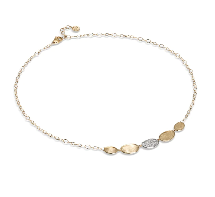 Marco Bicego Lunaria Yellow Gold Petite Half Collar Necklace with Diamonds