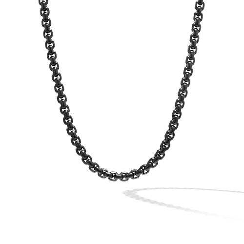 Box Chain Necklace in Stainless Steel and Sterling Silver, 24