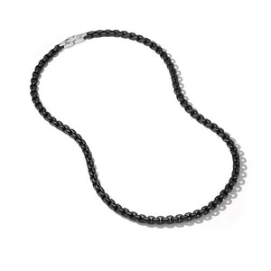 Box Chain Necklace in Stainless Steel and Sterling Silver, 24"
