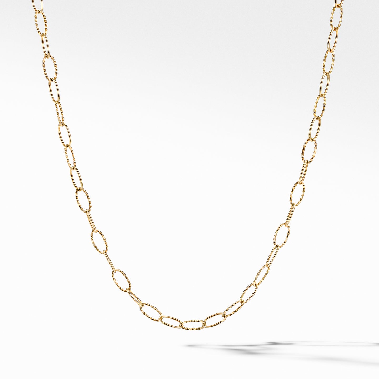 David Yurman Stax Elongated Oval Link Necklace in 18K Yellow Gold