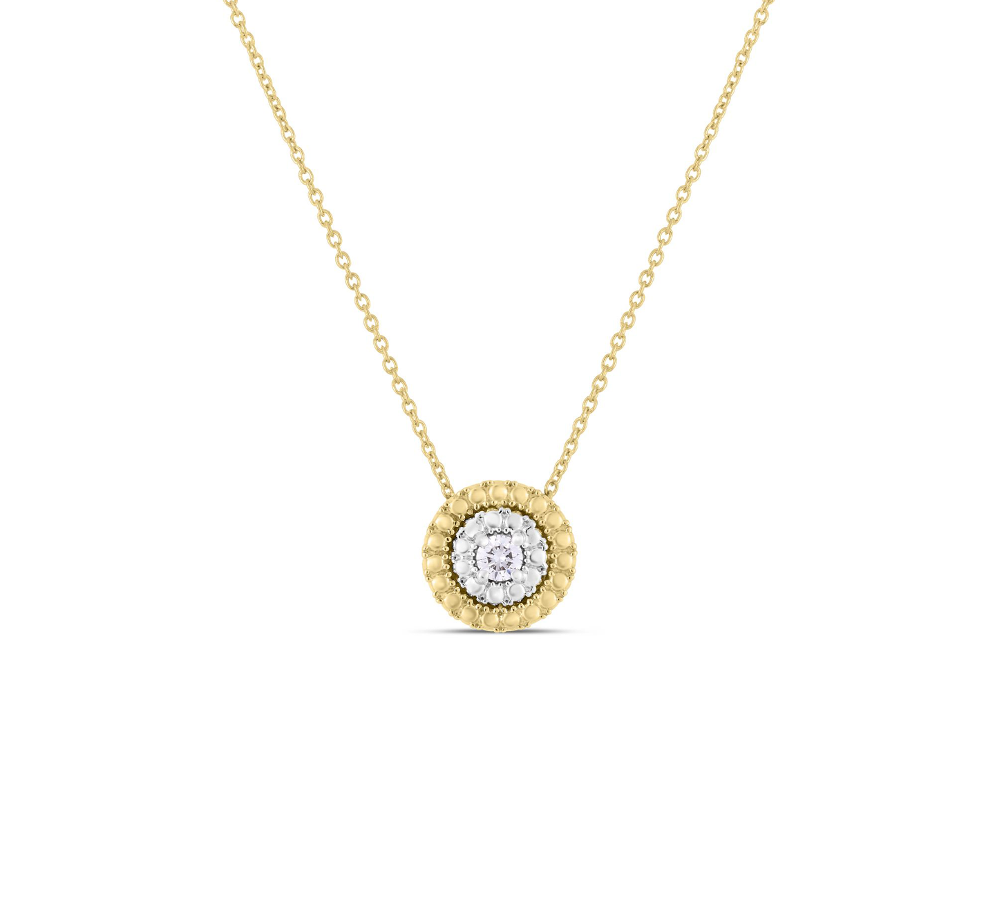 Roberto Coin Siena Yellow Gold Dot Small Necklace with Diamonds