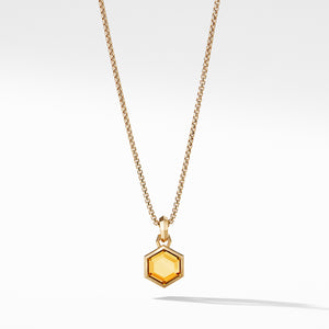 Hexagon Cut Amulet with Citrine in 18K Gold