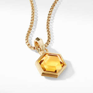 Hexagon Cut Amulet with Citrine in 18K Gold
