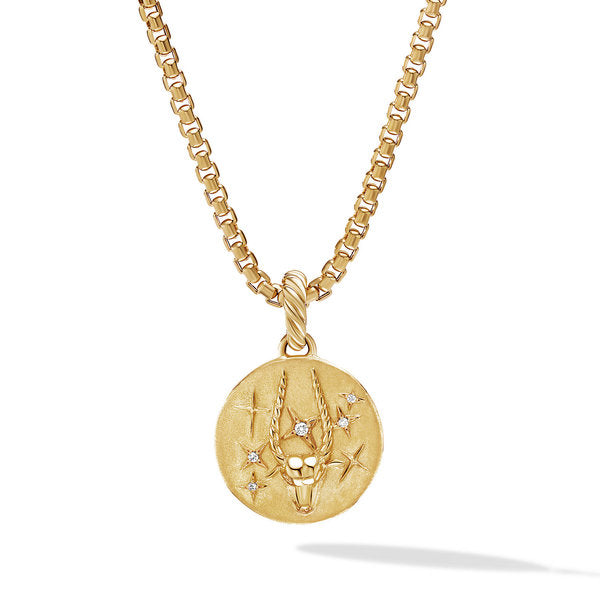 Capricorn Amulet in 18K Yellow Gold with Diamonds