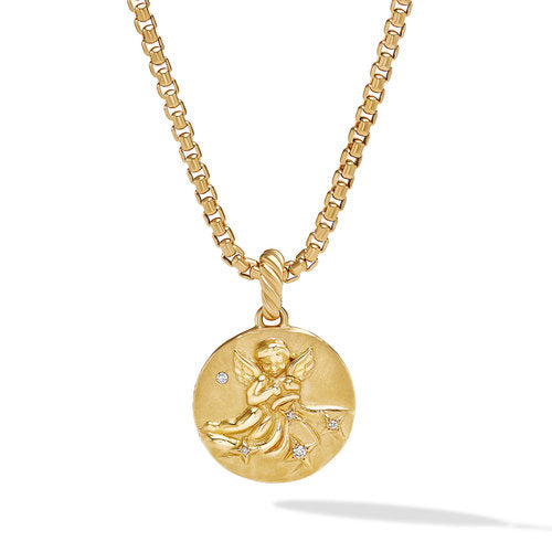 Aquarius Amulet in 18K Yellow Gold with Diamonds