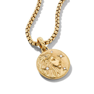 Leo Amulet in 18K Yellow Gold with Diamonds
