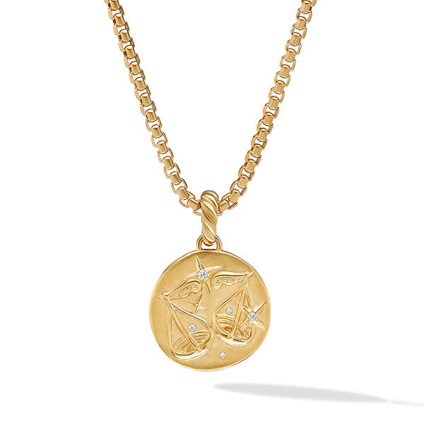Libra Amulet in 18K Yellow Gold with Diamonds