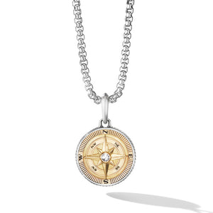 Maritime Compass Amulet with 18K Yellow Gold & Center Diamond