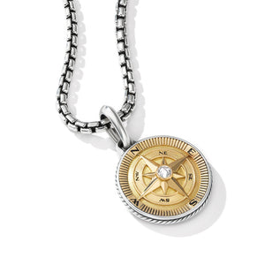 Maritime Compass Amulet with 18K Yellow Gold & Center Diamond