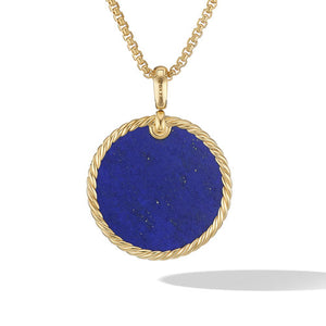 DY Elements Disc Pendant in 18K Yellow Gold with Lapis, 32mm