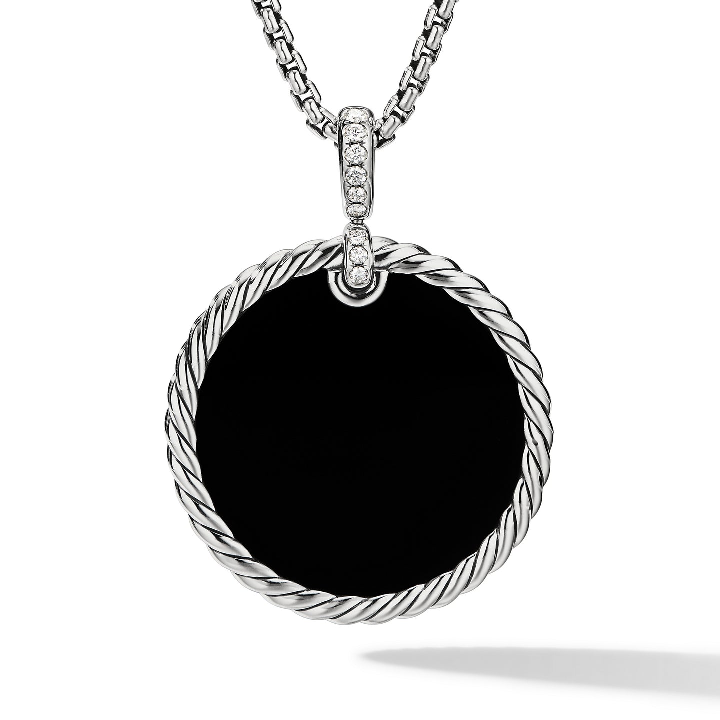David Yurman DY Elements Disc Pendant with Pavé Diamonds and Black Onyx