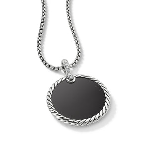 David Yurman DY Elements Sterling Silver Disc Pendant with Black Onyx and Pavé Diamonds