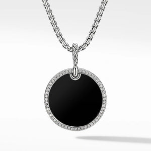 David Yurman DY Elements Pendant with Black Onyx in Sterling Silver with Diamonds