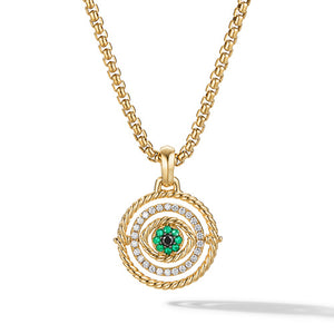David Yurman Evil Eye Mobile Amulet in 18K Yellow Gold with Pavé Emeralds & Diamonds