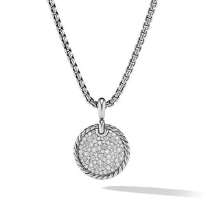 David Yurman Silver DY Elements Disc Pendant with Pavé Diamonds