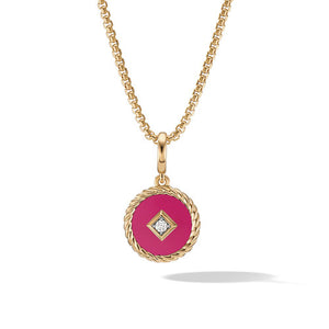 Cable Collectibles Hot Pink Enamel Charm with 18K Yellow Gold and Diamonds