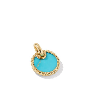 DY Elements Disc Pendant in 18K Yellow Gold with Turquoise