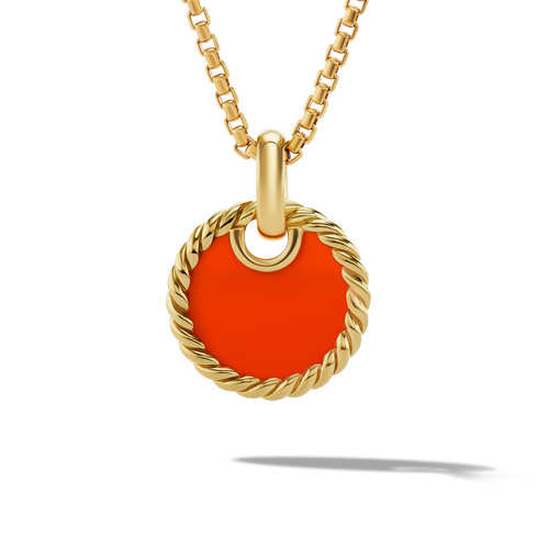 DY Elements Disc Pendant in 18K Yellow Gold with Carnelian