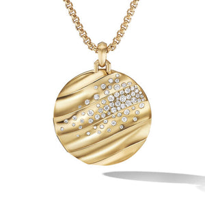 Cable Edge Pendant in Recycled 18K Yellow Gold with Pavé Diamonds
