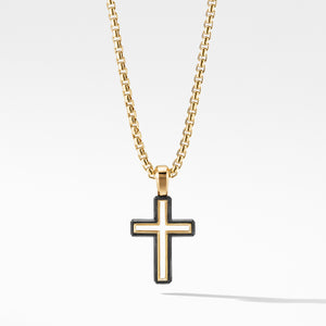 Forged Carbon Cross Pendant with 18K Gold