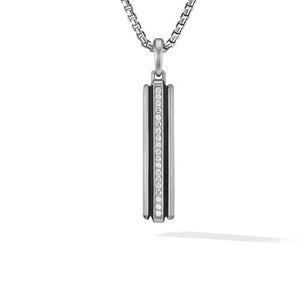 Deco Ingot Tag in Sterling Silver with Pavé Diamonds