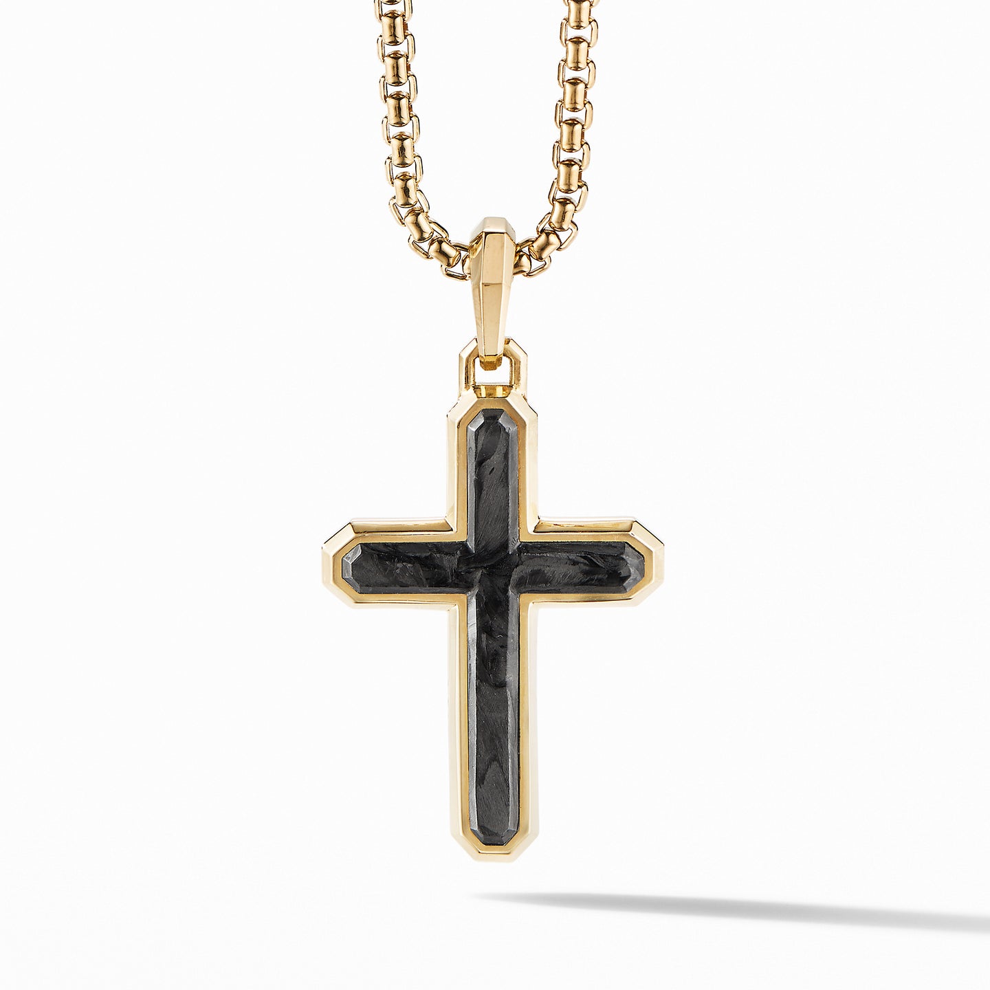 Forged Carbon Cross in 18K Yellow Gold