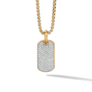 Streamline Tag in 18K Yellow Gold with Pavé Diamonds