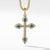 Gothic Cross Amulet with Pavé Diamonds, Emeralds and 18K Yellow Gold