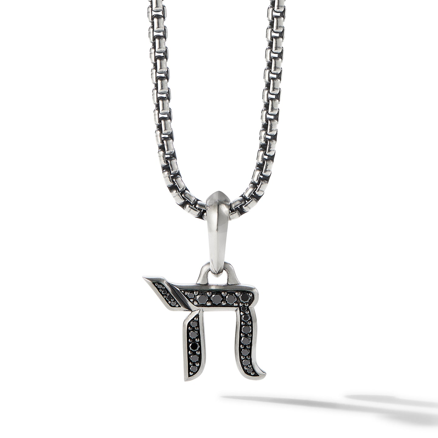 Chai Amulet with Pavé Black Diamonds