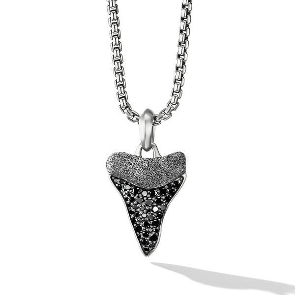 Shark Tooth Amulet with Pavé Black Diamonds