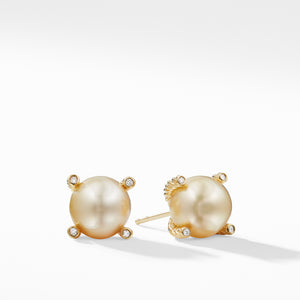 South Sea Golden Pearl Earrings with Diamonds in 18K Gold