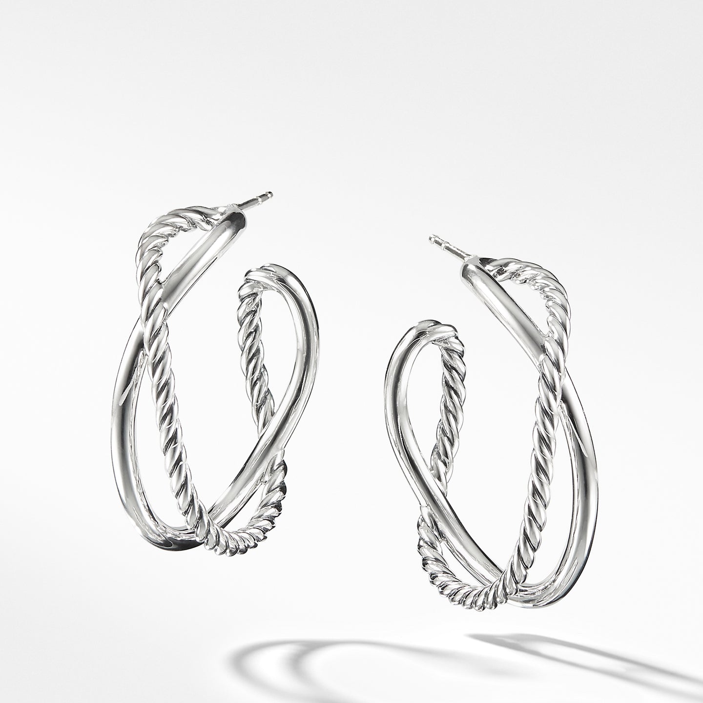 David Yurman Sterling Silver Crossover Hoop Earrings