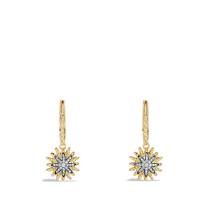 Starburst Drop Earrings with Diamonds in Gold