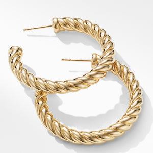 David Yurman Cable Hoop Earrings in 18K Yellow Gold