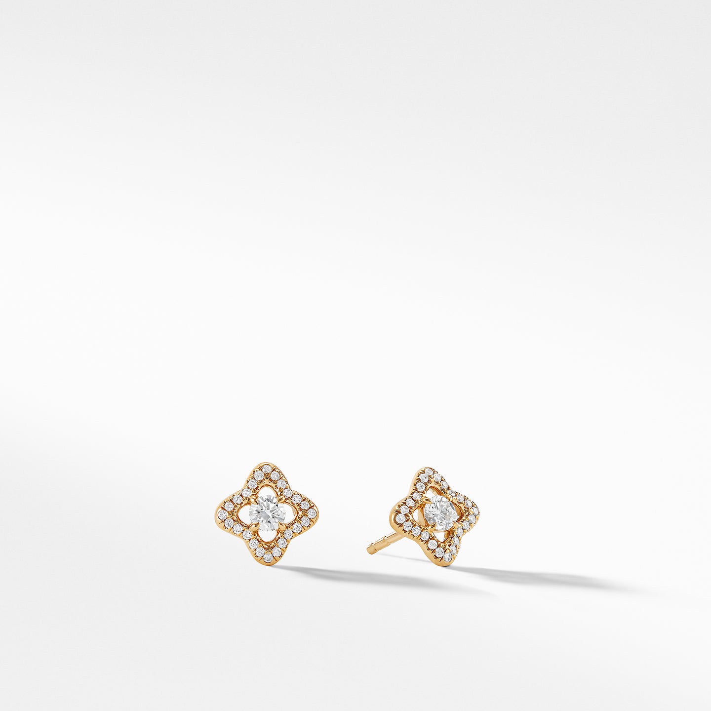Venetian Quatrefoil Earrings with Diamonds in Gold