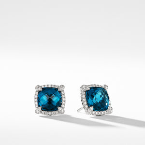David Yurman Châtelaine Bezel Stud Earrings with Blue Topaz and Diamonds