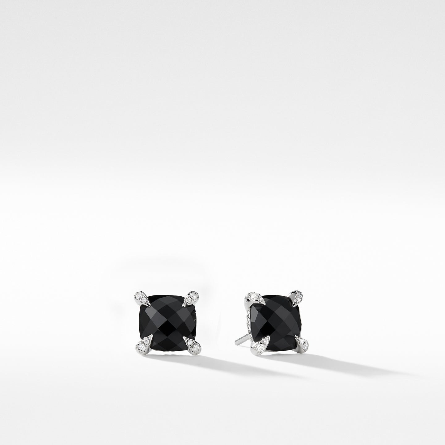 Châtelaine® Stud Earrings with Black Onyx and Diamonds, 9mm