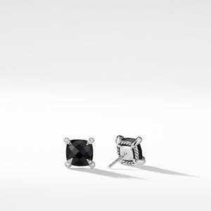Châtelaine® Stud Earrings with Black Onyx and Diamonds, 9mm